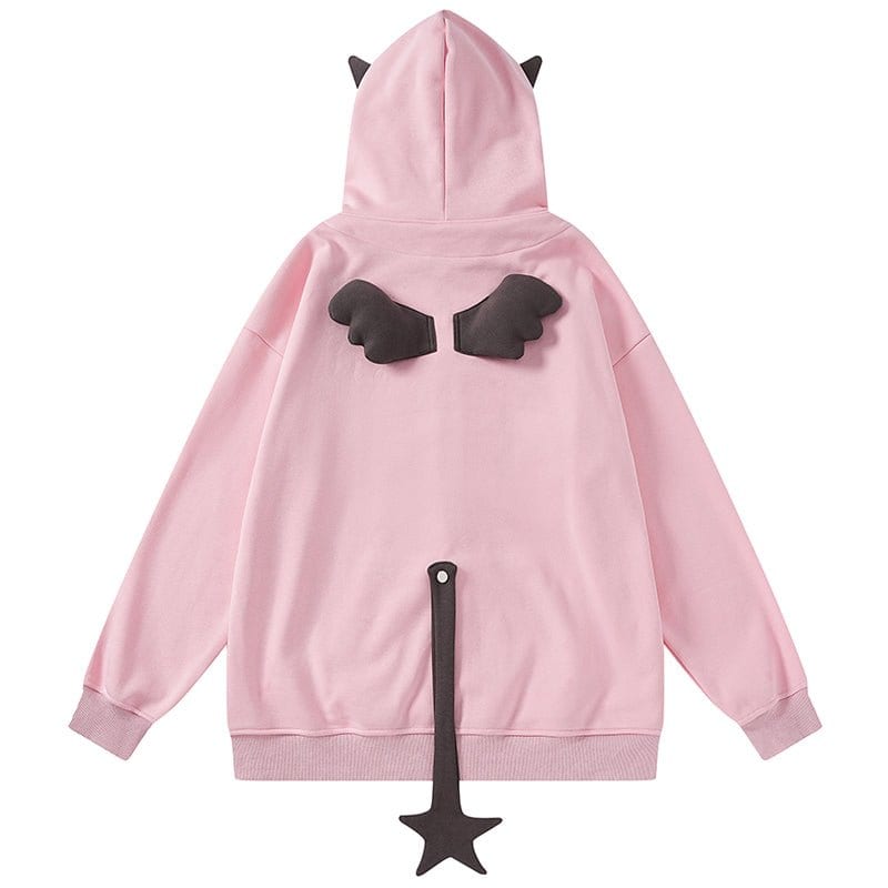 Sneakerhill® Funny Devil Zipper Hoodie with Spider - sneakerhillcom