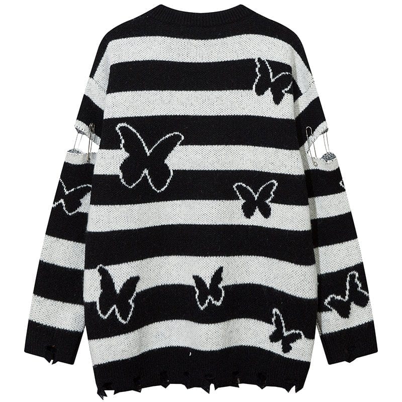 Sneakerhill® Vintage Striped Knit Sweater Full Butterfly - sneakerhillcom