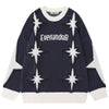 Sneakerhill® Chic Crew Neck Sweater with Star - sneakerhillcom