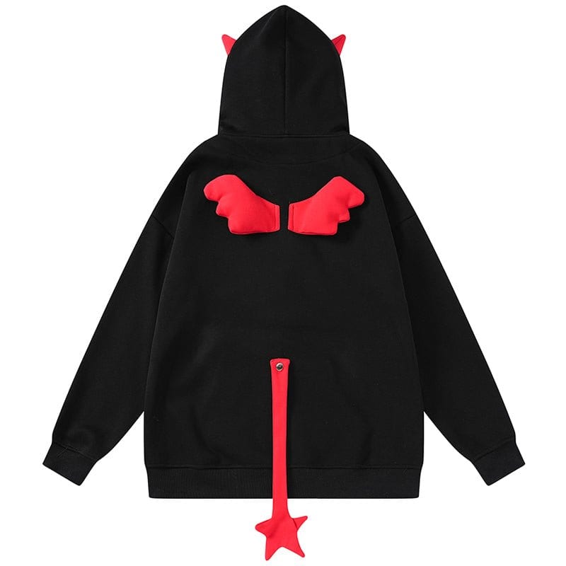 Sneakerhill® Funny Devil Zipper Hoodie with Spider - sneakerhillcom