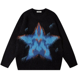 Sneakerhill® Warm Crew Neck Sweater with Star - sneakerhillcom