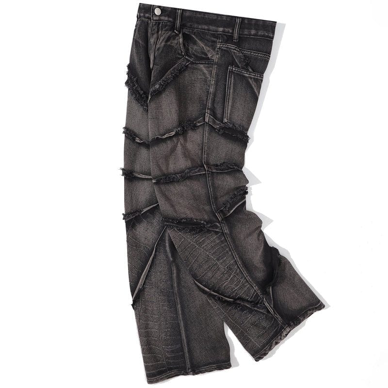 Sneakerhill® Distressed Wide Leg Jeans Spider Web - sneakerhillcom