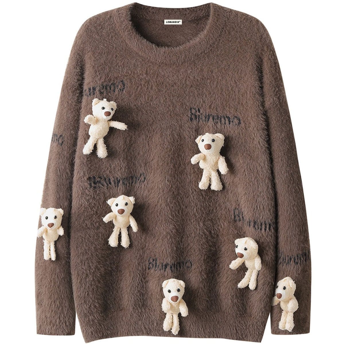 Sneakerhill® Mohair Knit Sweater with Bear - sneakerhillcom