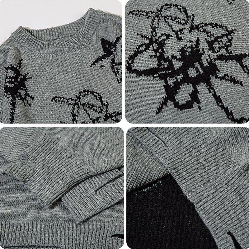 Sneakerhill® Oversize Knit Sweater Star Pattern - sneakerhillcom