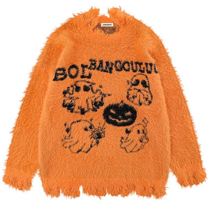 Sneakerhill® Halloween Ripped Mohair Sweater Sneakerhill