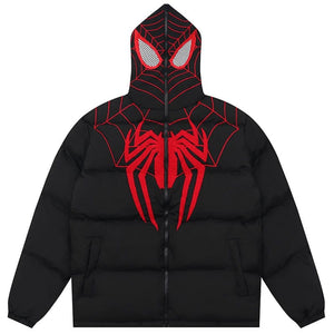 Sneakerhill® Hooded Puffer Winter Coat Spider Web - sneakerhillcom