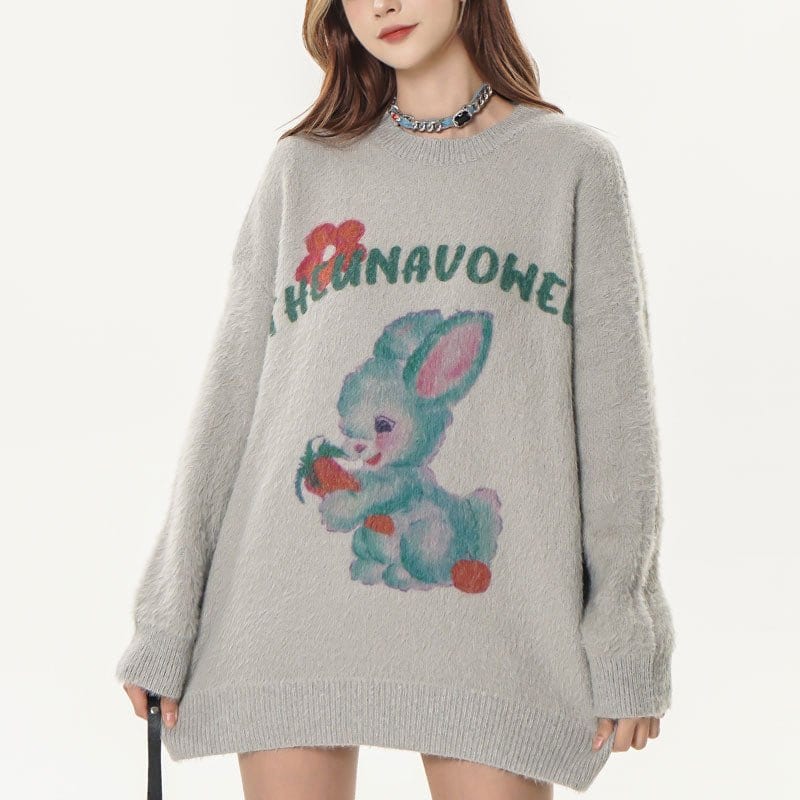 Sneakerhill® Fluffy Knit Sweater Rabbit - sneakerhillcom