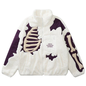 Sneakerhill® Faux Fur Winter Coat Patchwork Skeleton Sneakerhill