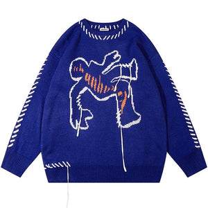 Sneakerhill® Streetwear Graphic Sweater with Tassels - sneakerhillcom