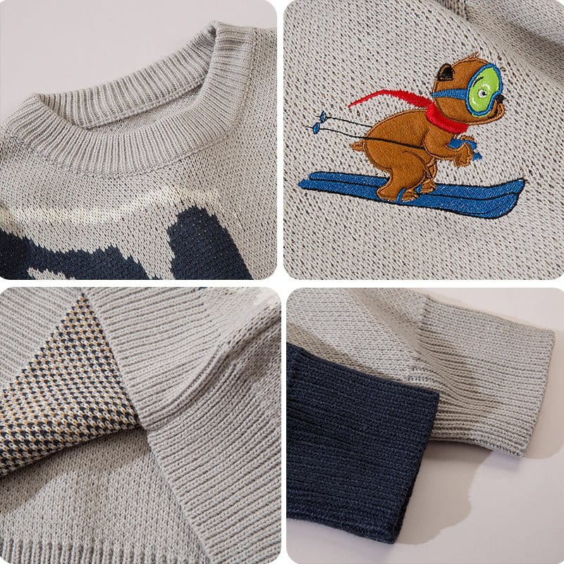 Sneakerhill® Retro Knit Sweater Ski Bear - sneakerhillcom