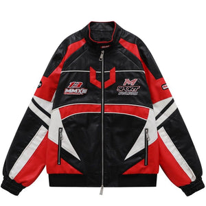 Sneakerhill Motorcycle Jacket Color Block Patch Sneakerhill