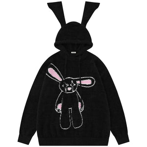 Sneakerhill® Fluffy Rabbit Mohair Sweater with Ears - sneakerhillcom