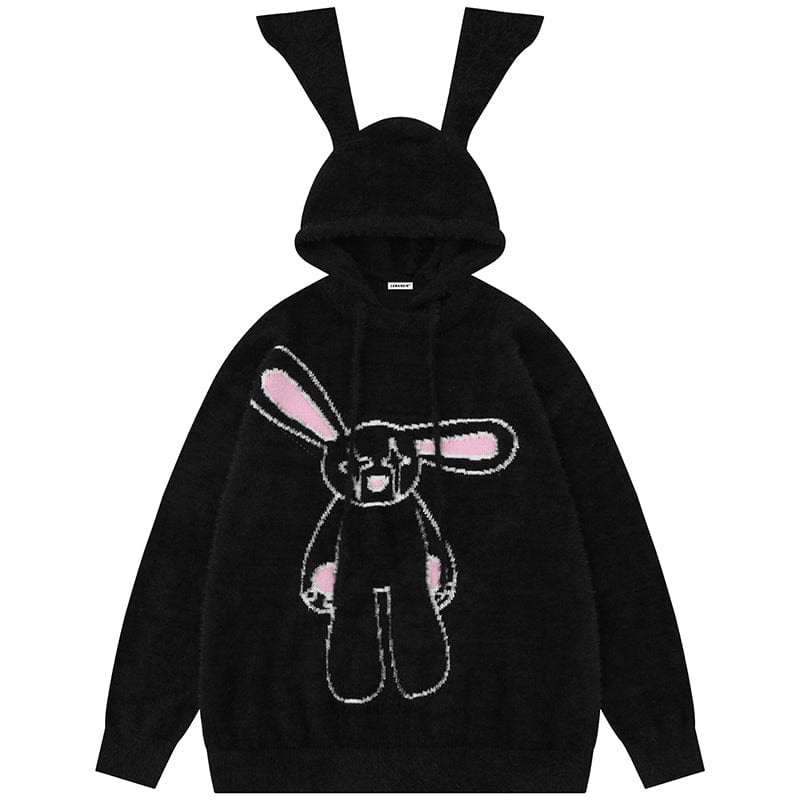 Sneakerhill® Fluffy Rabbit Mohair Sweater with Ears - sneakerhillcom