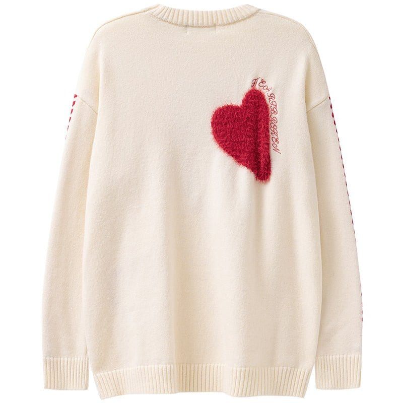 Sneakerhill® Cozy Knit Sweater Flocked Heart Sneakerhill