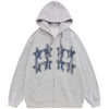 Sneakerhill® Fall Zipper Hoodie Denim Stars Patch - sneakerhillcom