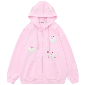 Sneakerhill® Cute Devil Zipper Hoodie with Ear Sneakerhill