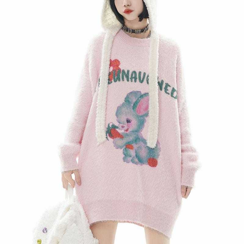 Sneakerhill® Fluffy Knit Sweater Rabbit - sneakerhillcom