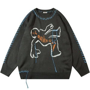 Sneakerhill® Streetwear Graphic Sweater with Tassels - sneakerhillcom