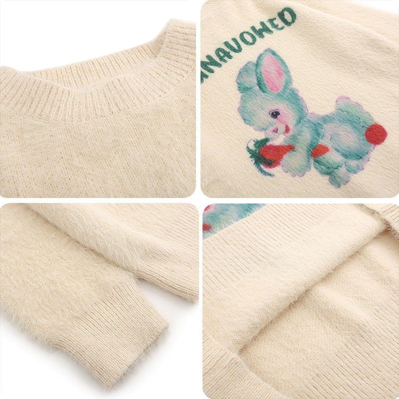 Sneakerhill® Fluffy Knit Sweater Rabbit - sneakerhillcom