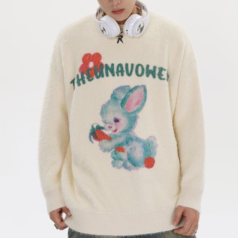 Sneakerhill® Fluffy Knit Sweater Rabbit - sneakerhillcom