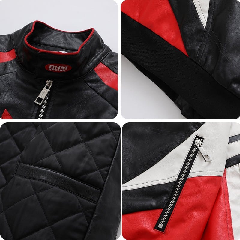 Sneakerhill Motorcycle Jacket Color Block Patch Sneakerhill