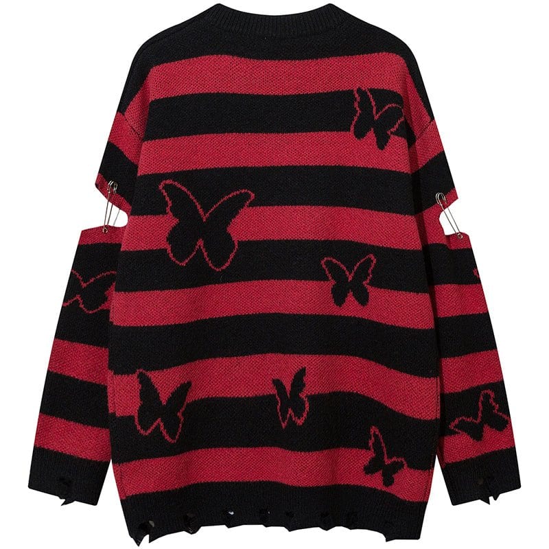 Sneakerhill® Vintage Striped Knit Sweater Full Butterfly - sneakerhillcom