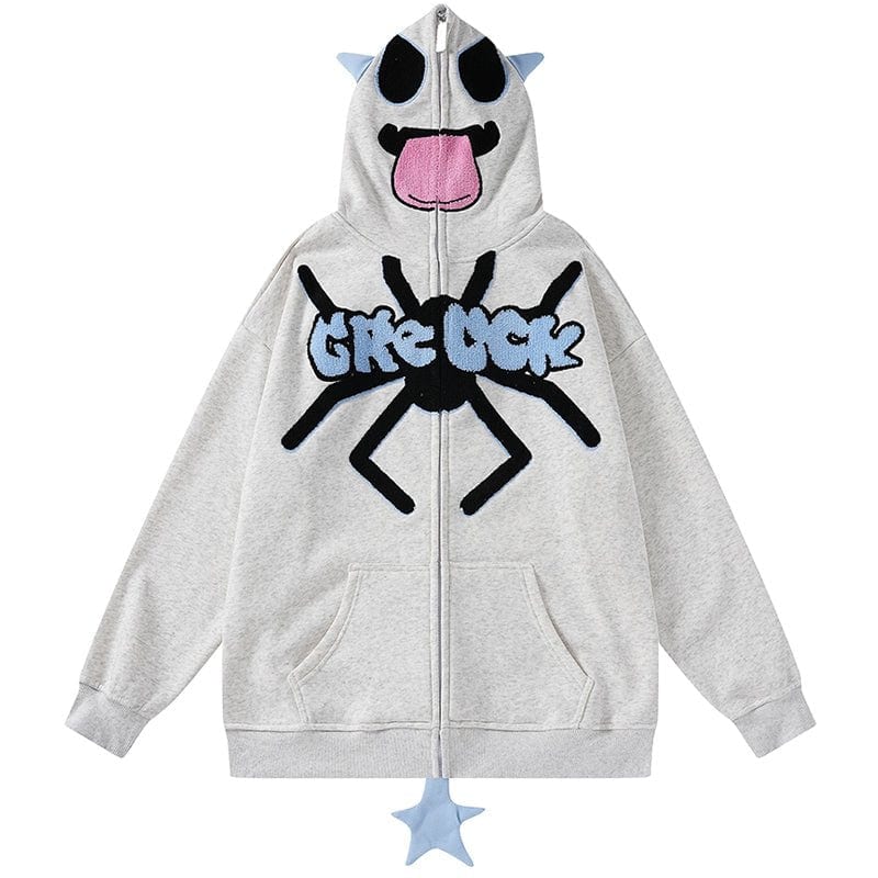 Sneakerhill® Funny Devil Zipper Hoodie with Spider - sneakerhillcom