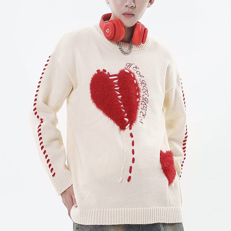 Sneakerhill® Cozy Knit Sweater Flocked Heart Sneakerhill