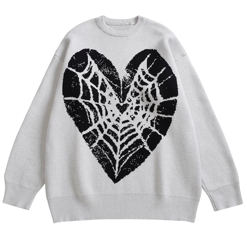 Sneakerhill® Knitted Sweater Spider Web Heart - sneakerhillcom