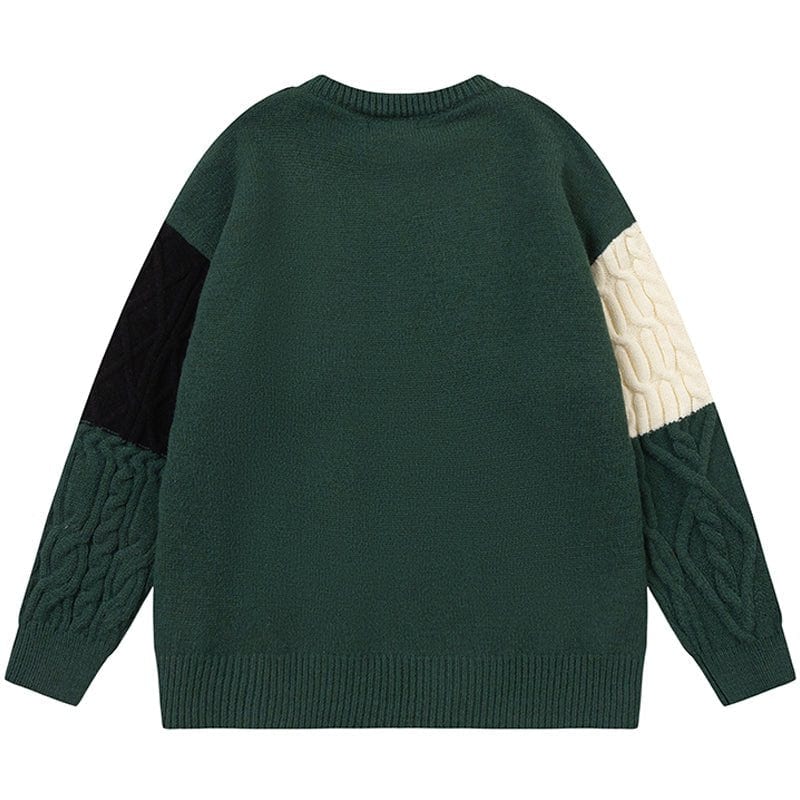 Sneakerhill® Color Block Cable Knit Sweater - sneakerhillcom